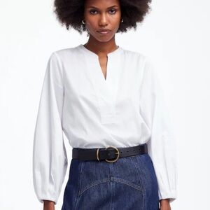 Madewell White Casual V-Neck Long Sleeve Shirt Brand New Xsmall